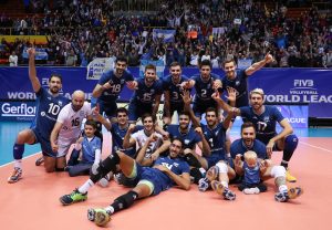 ArgentinaTeam celebrates victory over Bulgaria after   the match by the FIVB WORLD LEAGUE 2017 at Orfeo Superdomo Stadium in Cordoba, Argentina. Sunday, June 18.
