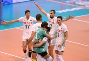 Bulgaria celebrates the point during the match by the FIVB WORLD LEAGUE 2017against Argentina at Orfeo Superdomo Stadium in Cordoba, Argentina. Sunday, June 18.