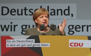 на снимката: кандидатът за канцлер на Германия от Християнсоциалния съюз Ангела Меркел