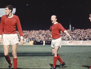 1968: NOBBY STILES SHOUTS INSTRUCTIONS TO HIS FELLOW MANCHESTER UNITED TEAM MATES DURING A MATCH. Mandatory Credit: Allsport Hulton/Archive