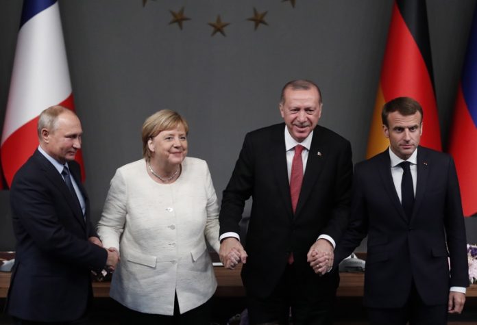 Меркел, Ердоган, Макрон, Путин