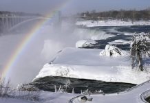 Ниагарския водопад, лед, сняг