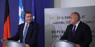 на снимката: Премиерът на Бавария Маркус Зьодер и министър-председателят на България Бойко Борисов