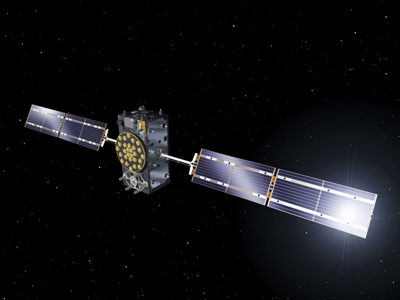 Снимка, предоставена от Европейската космическа агенция показва един от сателитите с пълна оперативна способност на Галилео.