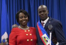 Президентът на Хаити Жвенел Мойз със съпругата си Мартин Моиз