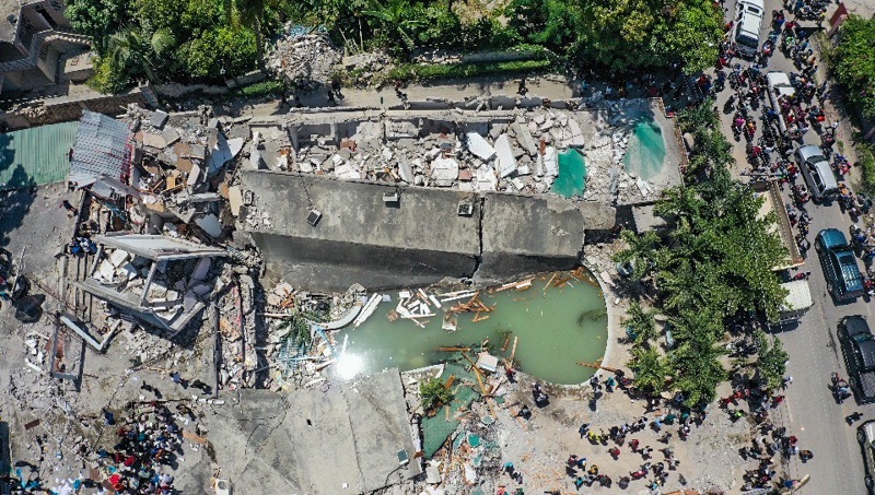 Снимка с дрон на щетите, причинени от земетресението в Хаити, 14 август 2021г.