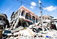 Изглед на щетите, причинени от земетресението с магнитуд 7,2 в Хаити, 14 август 2021г.