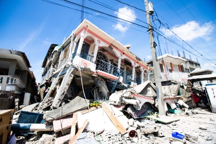 Изглед на щетите, причинени от земетресението с магнитуд 7,2 в Хаити, 14 август 2021г.