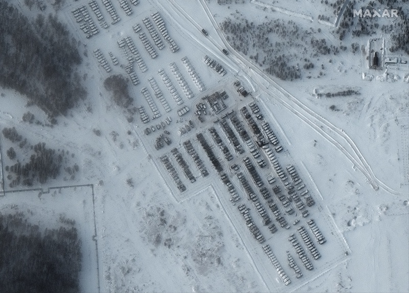 Танкове, артилерия и поддържащо оборудване в Елня, Русия, 19 януари 2022г.