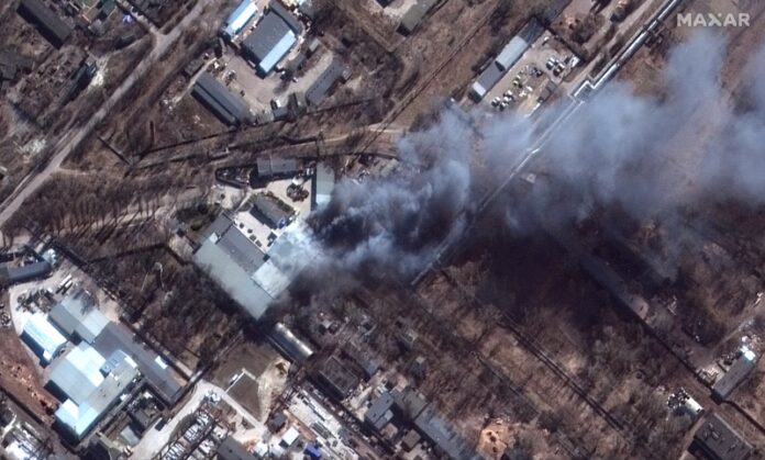Сателитна снимка над град Чернигов, Украйна