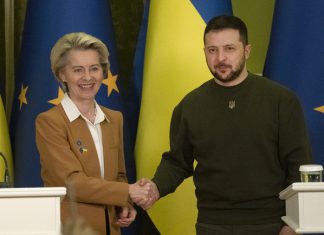 Председателката на ЕК Урсула фон дер Лайен и президентът на Украйна Володимир Зеленски