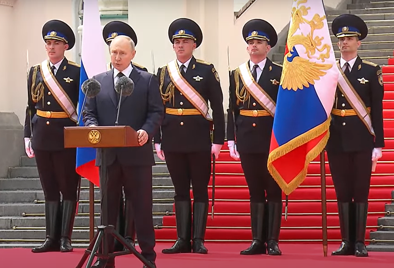 Руският президент Владимир Путин произнесе кратко но надъхано слово в