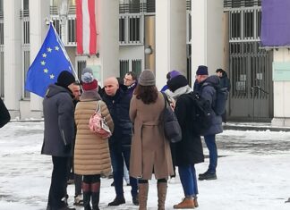 Евродепутати пред Министерството на вътрешните работи на Австрия