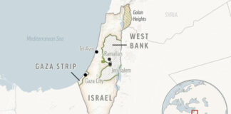 арта на Израел с палестинските територии. Снимка: АП/БТА