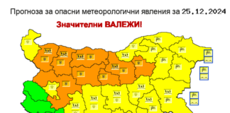 Оранжев код за значителни валежи от сняг и дъжд е обявен за днес в девет области в страната