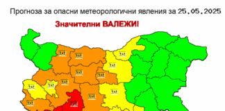 Червен код за интензивни валежи е в сила за три области на страната, оранжев е кодът за осем области