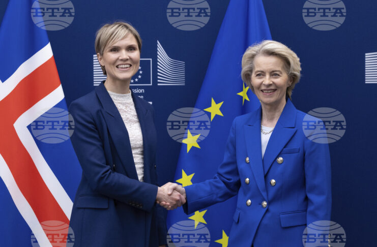 Премиерът на Исландия Криструн Фростадотир и председателят на ЕК Урсула фон дер Лайен.
