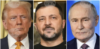 Президентите на САЩ - Доналд Тръмп, на Украйна - Володимир Зеленски, и на Русия - Владимир Путин.