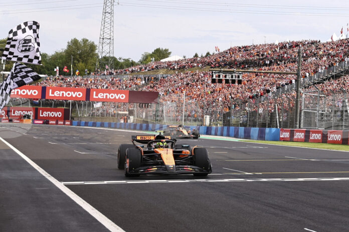Ландо Норис устоя на атаките на Оскар Пиастри и спечели Гран при на Унгария във Формула 1, грешна стратегия провали Шарл Льоклер