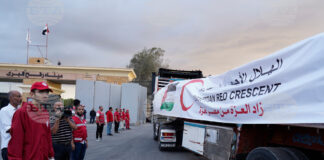 Камион с хуманитарна помощ от египетската страна на гранично-пропускателният пункт "Рафах"
