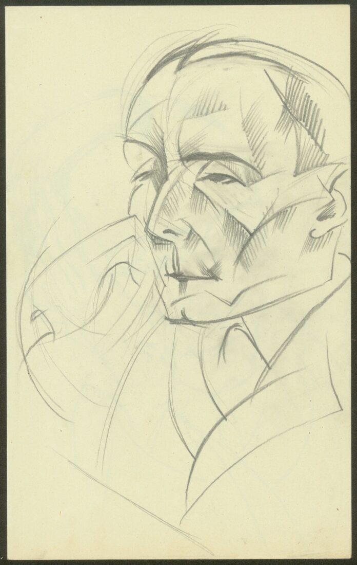 [Портрет на Никос Канздзакис]. Молив. [1922] г. ЦДА, ф. 77К, оп. 3, а.е. 4, л. 14