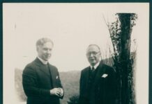 Симеон Радев и отец Уолш (Walsh), към когото се обръща за подкрепа за деца на бежанци в България. [1928] г. ЦДА, ф. 77К, оп. 4, а.е. 1660, л. 18