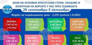 Всички плодове и зеленчуци са по-евтини на борсите тази седмица с изключение на доматите, които поскъпват с над 15 процента, по данни на ДКСБТ