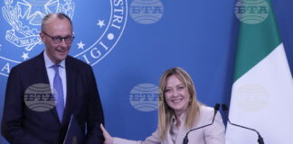 Фридрих Мерц и Джорджа Мелони по време на съвместната им пресконференция след срещата на върха Германия-Италия в Рим, 23 януари 2026 г.