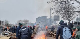 Кратки сблъсъци избухнаха между протестиращите земеделци и полицията пред Европейския парламент