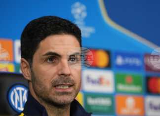 Мениджърът на Арсенал Микел Артета се надява на успех срещу Интер на „Сан Сиро“ в Шампионската лига