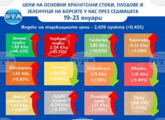 Значително поскъпват повечето зеленчуци на борсите у нас тази седмица, докато цените на плодовете се движат надолу, сочат данните на ДКСБТ