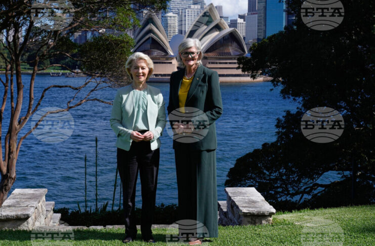 Председателят на ЕК Урсула фон дер Лайен (вляво) и генерал-губернаторът на Австралия Сам Мостин в Сидни, понеделник, 23 март 2026 г.