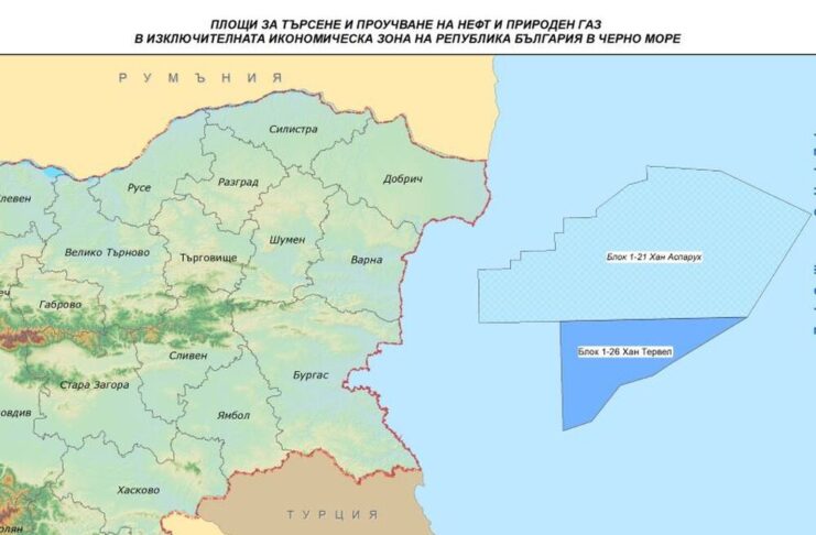 Местоположението на двата блока "Хан Аспарух" и "Хан Тервел". Снимка: Министерство на енергетиката
