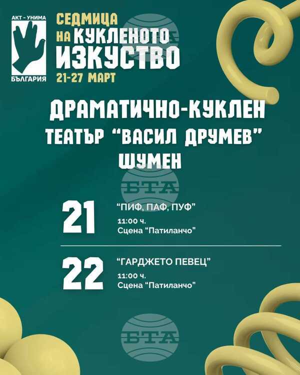 Кукленият театър в Шумен посвещава две представления на "Седмицата на кукленото изкуство"