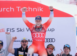 Швейцарският скиор Мaрко Oдермат предсрочно спечели петата си Световна купа в алпийските дисциплини, след като завърши 3-и в спускането в Куршевел