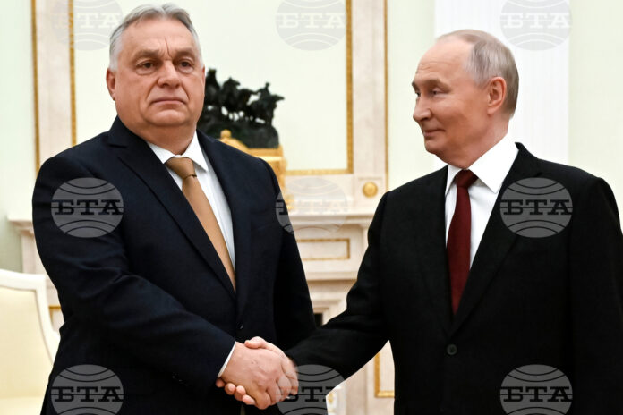 Унтарският премиер Виктор Орбан и руският президент Владимир Путин по време на лична среща през ноември миналата година.