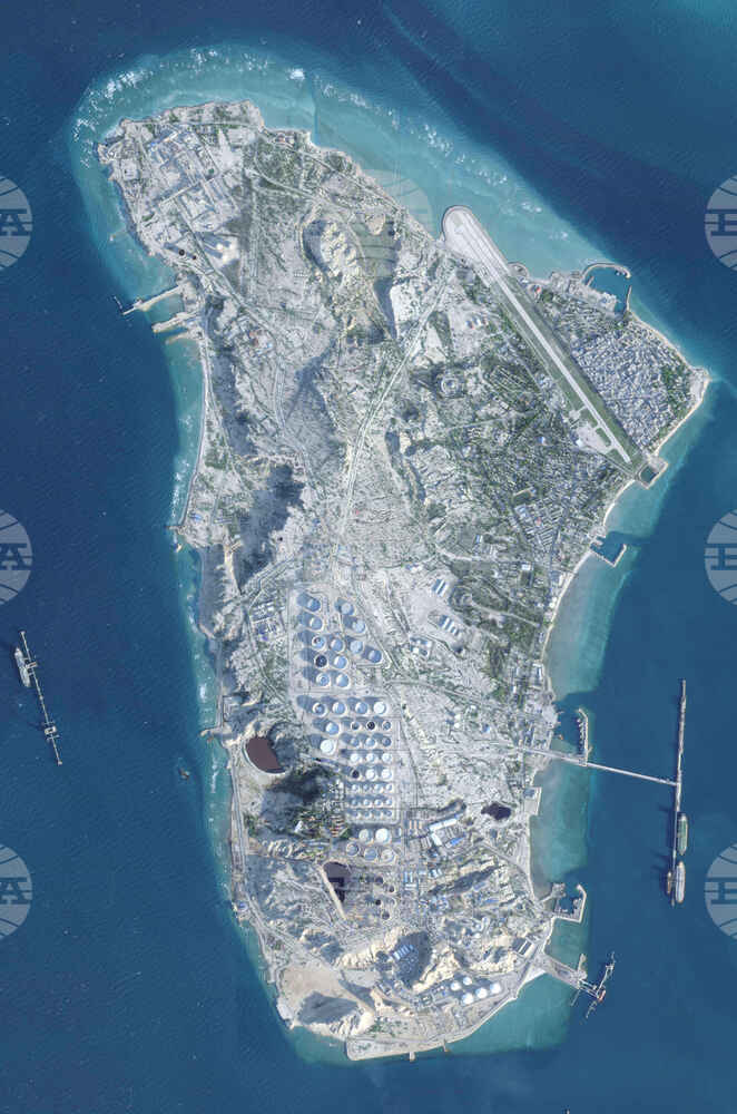 Сателитна снимка на иранския остров Харг от 26 февруари 2026 г