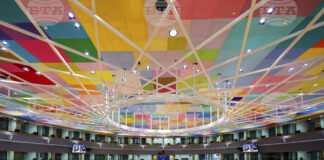 Заседателната зала в сградата на Европейския съвет в Брюксел, 10 май 2022 г.