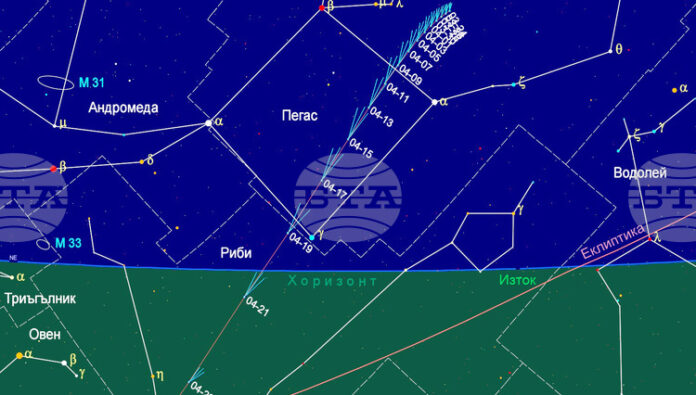 Максимумът на метеорния поток Лириди ще е на 22 април
