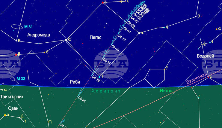 Максимумът на метеорния поток Лириди ще е на 22 април