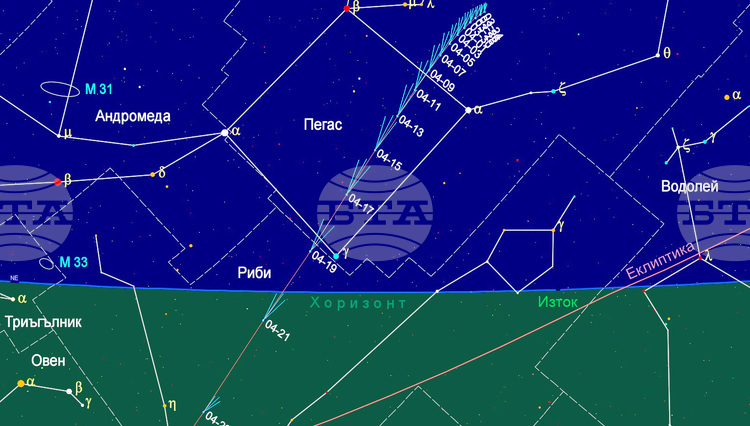 Максимумът на метеорния поток Лириди ще е на 22 април
