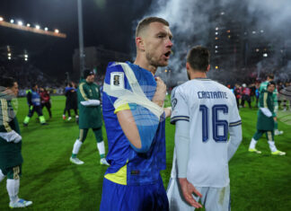 В националния отбор по футбол на Босна и Херцеговина се надяват контузията на капитана Един Джеко да не е сериозна