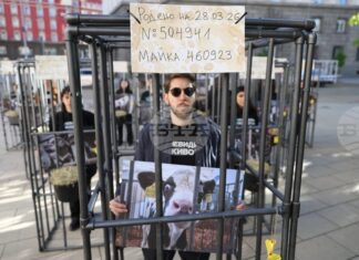 Демонстранти влязоха в клетки в близост до парламента и призоваха за хуманно отношение към телетата