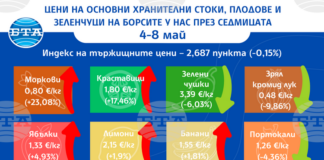 Повечето зеленчуци поевтиняват на борсите у нас тази седмица, докато плодовете поскъпват, сочат данните на ДКСБТ