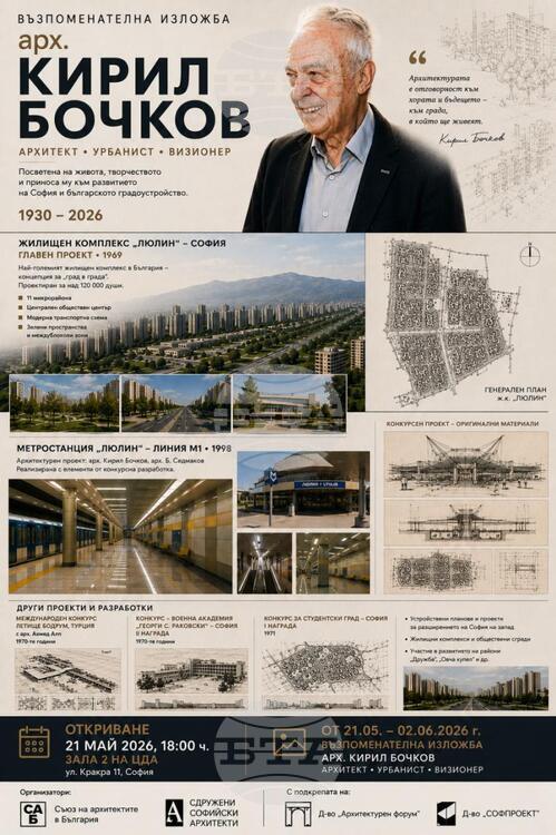 Съюзът на архитектите в България организира изложба в памет на арх. Кирил Бочков