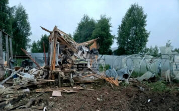 Щети след украинска въздушна атака в провинциален район в околностите на Москва, Русия. 18 юни 2026 г.