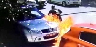 Арестуван е 44-годишен мъж от Скопие, заподозрян за палежа на двата дипломатически автомобила на българското посолство