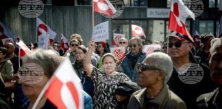 ротест пред новото консулство на САЩ в Нуук, столицата на Гренландия.