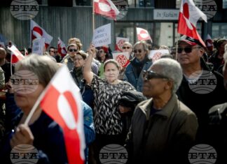 ротест пред новото консулство на САЩ в Нуук, столицата на Гренландия.