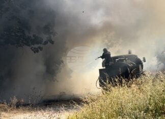 Пожар пламна в землищата на три хасковски села, 11 екипа огнеборци гасят пламъците